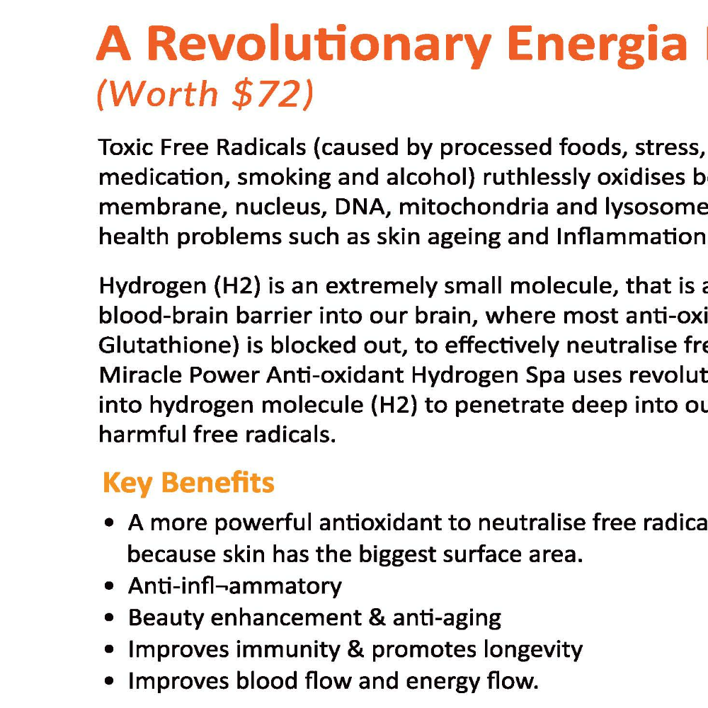 Energia Miracle Antioxidant Hydrogen Spa