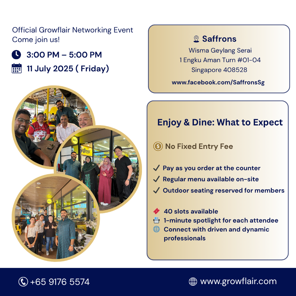 Official Growflair Networking Event @ Saffrons (Geylang)